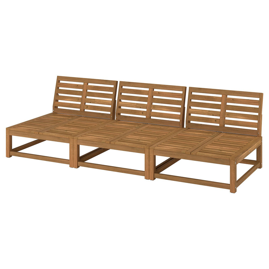 NÄMMARÖ 3-seat modular sofa, outdoor/light brown stained, 243x70x92 cm