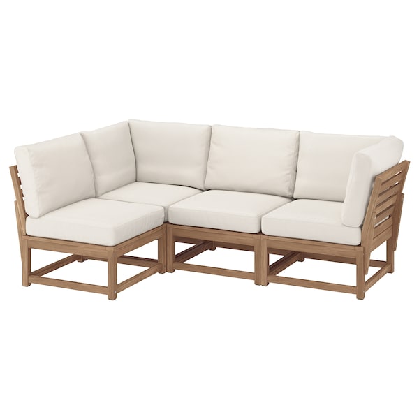 NÄMMARÖ modular corner sofa, 3-seat, outdoor light brown stained/Frösön/Duvholmen beige, 210x86x74 cm