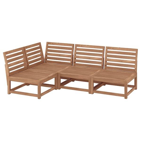 NÄMMARÖ 3-seat modular corner sofa, outdoor/light brown stained, 200x70x137 cm