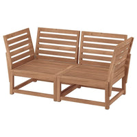 NÄMMARÖ 2-seat modular sofa, outdoor, armrests light brown stained, 147 cm