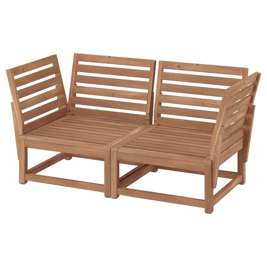 NÄMMARÖ 2-seat modular sofa, outdoor, armrests light brown stained, 147 cm