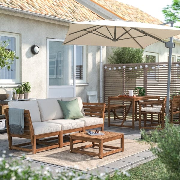 Ikea NÄMMARÖ - Divano componibile 3 posti, esterno, braccioli mordente marrone chiaro/Frösön/Duvholmen beige