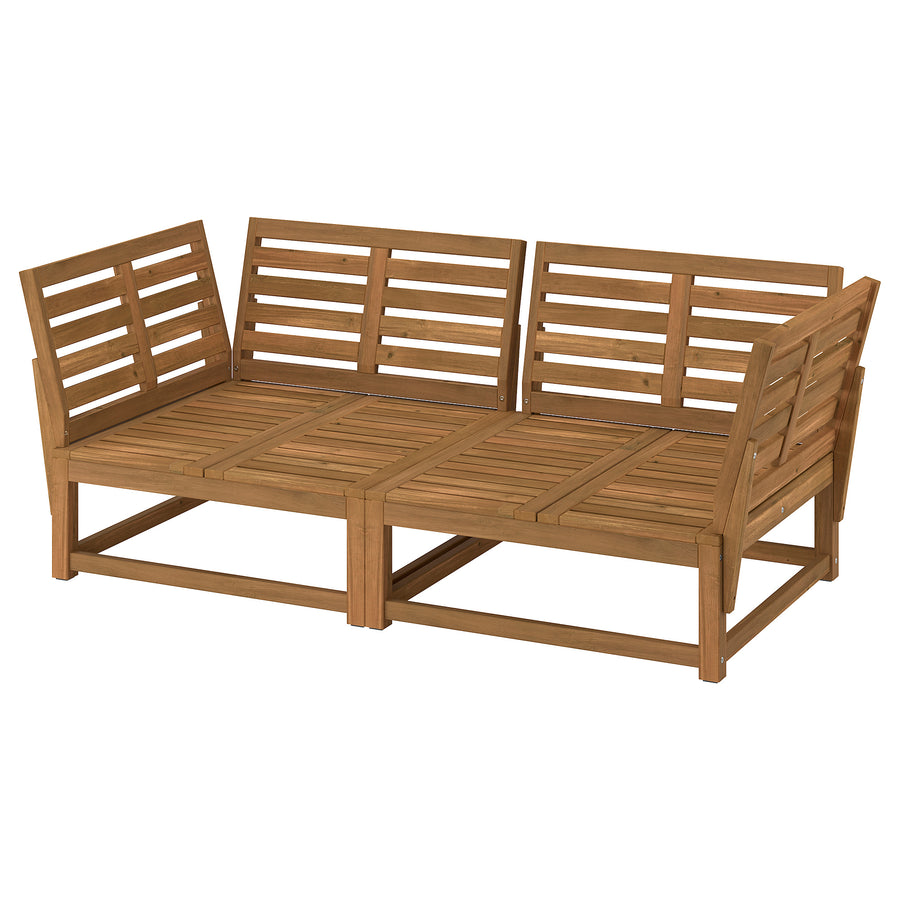 NÄMMARÖ 2-seat modular sofa, outdoor armrests/light brown stained, 183 cm