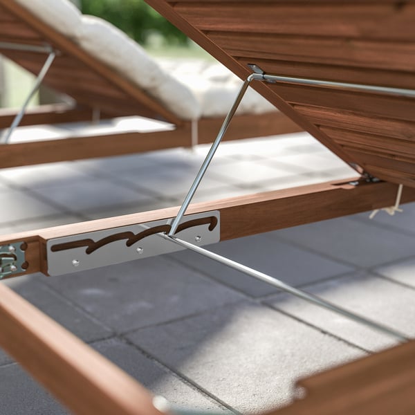 NÄMMARÖ sun lounger, outdoor light brown stained/Frösön/Duvholmen beige, 115x60 cm