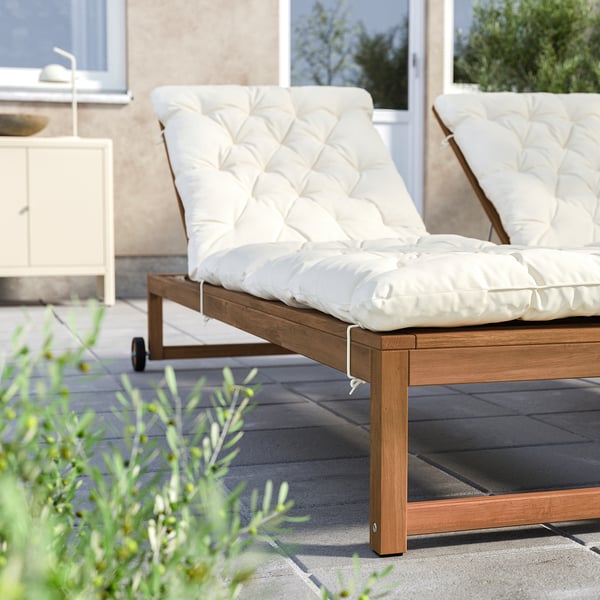 NÄMMARÖ sun lounger, outdoor light brown stained, 115x57 cm