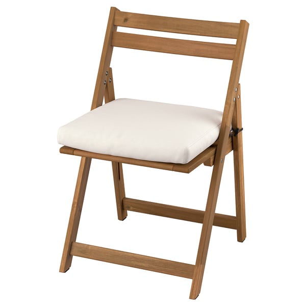 NÄMMARÖ chair, outdoor folding/light brown stained Frösön/Duvholmen beige, 49x81x50 cm