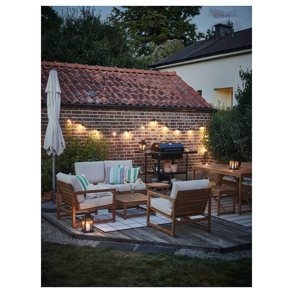 NÄMMARÖ 4-seat conversation set, outdoor, light brown stained/Frösön/Duvholmen beige, 63x63 cm