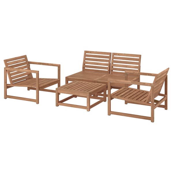 NÄMMARÖ 4-seat conversation set, outdoor, light brown stained, 126 cm