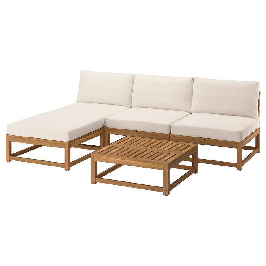 NÄMMARÖ 3-seat conversation set, outdoor light brown stained/Frösön/Duvholmen beige, 243x86x173 cm