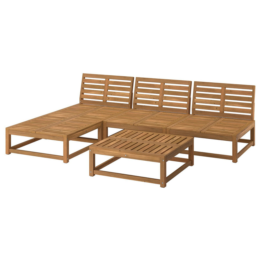 NÄMMARÖ 3-seat conversation set, outdoor/light brown stained, 243x70x173 cm