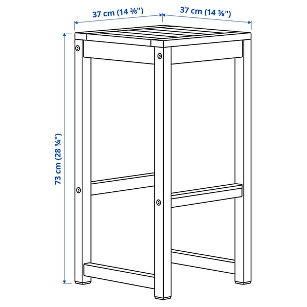 NÄMMARÖ bar stool, outdoor, light brown stained, 37x73x37 cm