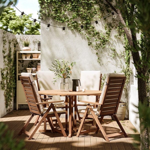 Ikea NÄMMARÖ - Table+4 relaxing chairs, garden, mordant light brown/Frösön/Duvholmen beige,130 cm