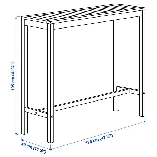 Ikea NÄMMARÖ - Bar table and 2 bar stools, outdoor, light brown stained, 120x40 cm