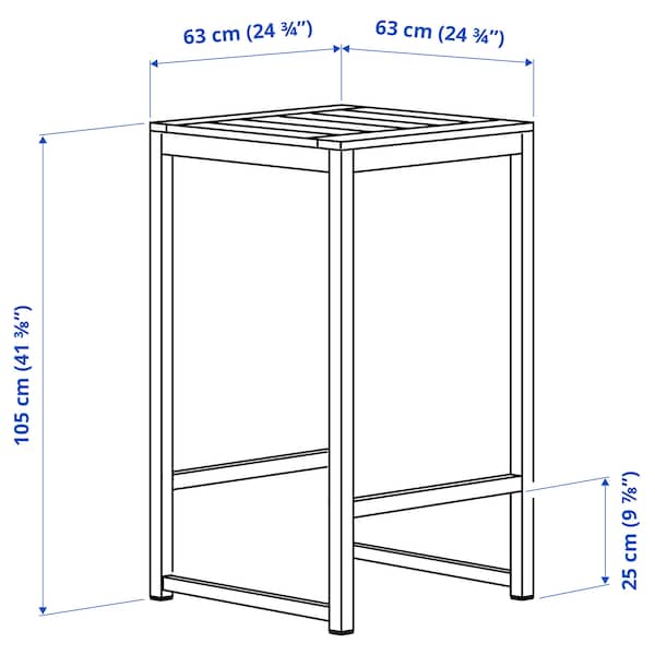 Ikea NÄMMARÖ - Table and 4 bar stools, outdoor/light brown, 63x63 cm