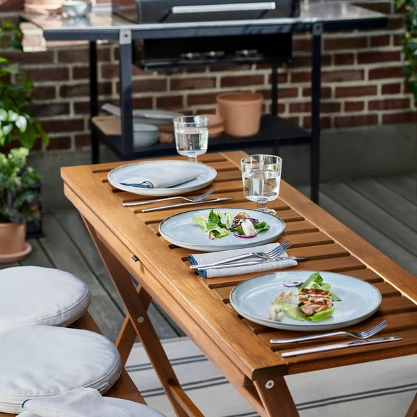 NÄMMARÖ folding table, light brown stained, 108x37 cm