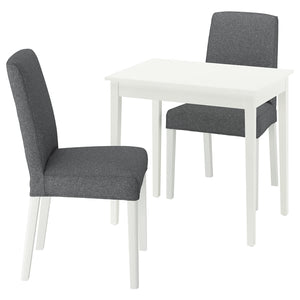 NÄSINGE / BERGMUND table and 2 chairs, white/Gunnared medium grey white, 80x60 cm
