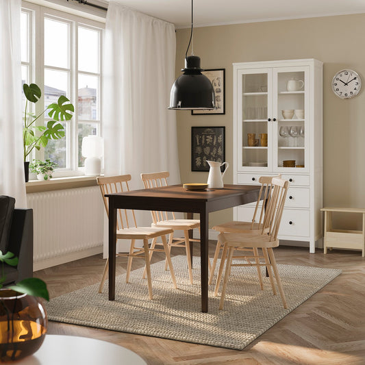 NÄSINGE / HÖGVED table and 4 chairs, dark brown stained beech veneer/birch veneer, 130x80 cm