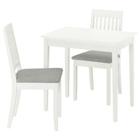 NÄSINGE / NÄSINGE table and 2 chairs, white/white Tibbleby beige-grey, 80x60 cm