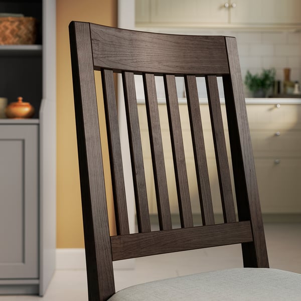 NÄSINGE / NÄSINGE table and 2 chairs, gateleg table dark brown stained beech veneer/dark brown stained Kilanda light beige, 48/104/159x85 cm