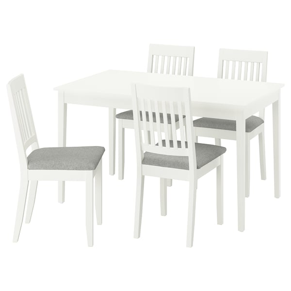 NÄSINGE / NÄSINGE table and 4 chairs, white/white Tibbleby beige-grey, 130x80 cm