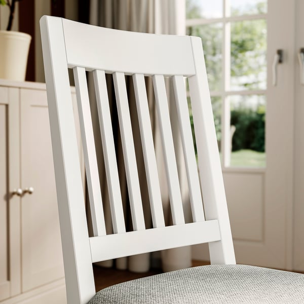 NÄSINGE / NÄSINGE table and 4 chairs, white/white Tibbleby beige-grey, 130/190x80 cm