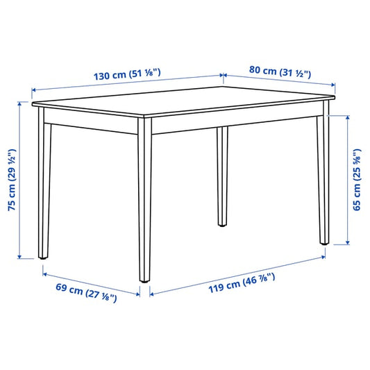 NÄSINGE / NORDVIKEN table and 4 chairs, white/white, 130x80 cm