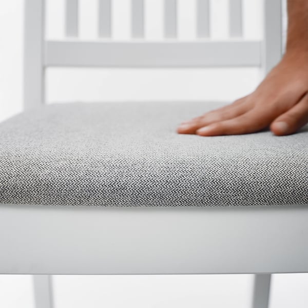 NÄSINGE chair, white/Tibbleby beige-grey, 42x90x54 cm