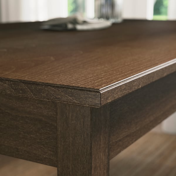 NÄSINGE extendable table, dark brown stained/beech veneer, 130/190x80 cm