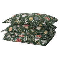NÄSSELKLOCKA duvet cover and 2 pillowcases, dark grey-green/multicolour, 240x220/50x80 cm