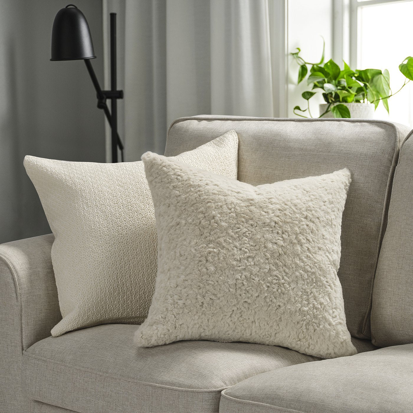 NÄTNÄVA cushion cover, beige, 48x48 cm