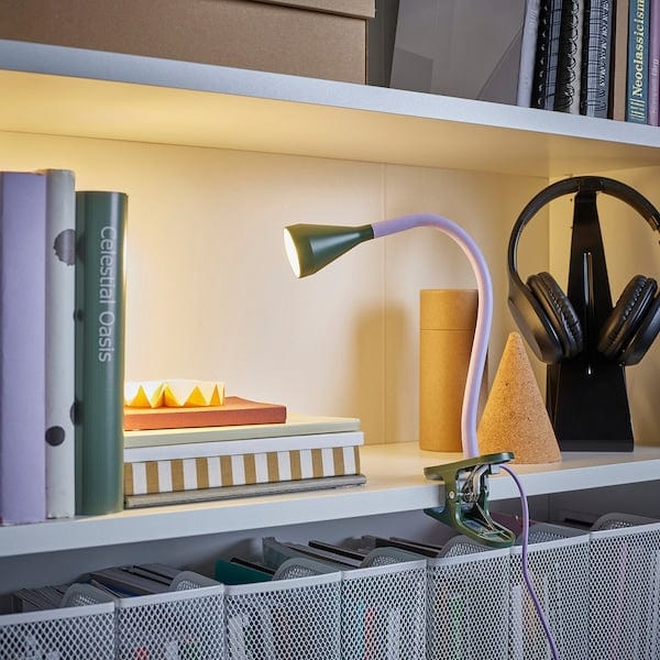 Ikea NÄVLINGE - LED spotlight with clamp, lilac/dark green