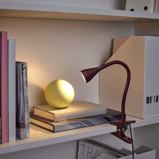 NÄVLINGE LED clamp spotlight, dark red, 34 cm