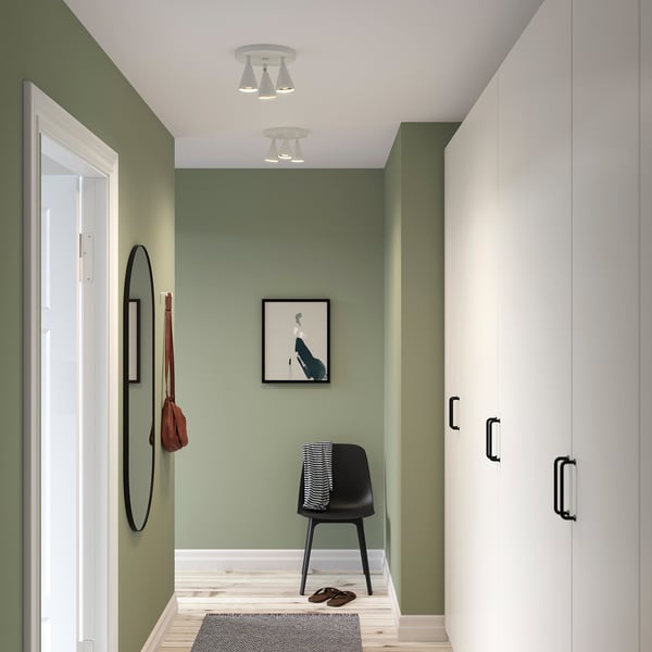 NÄVLINGE ceiling spotlight with 3 spots, white, 22 cm