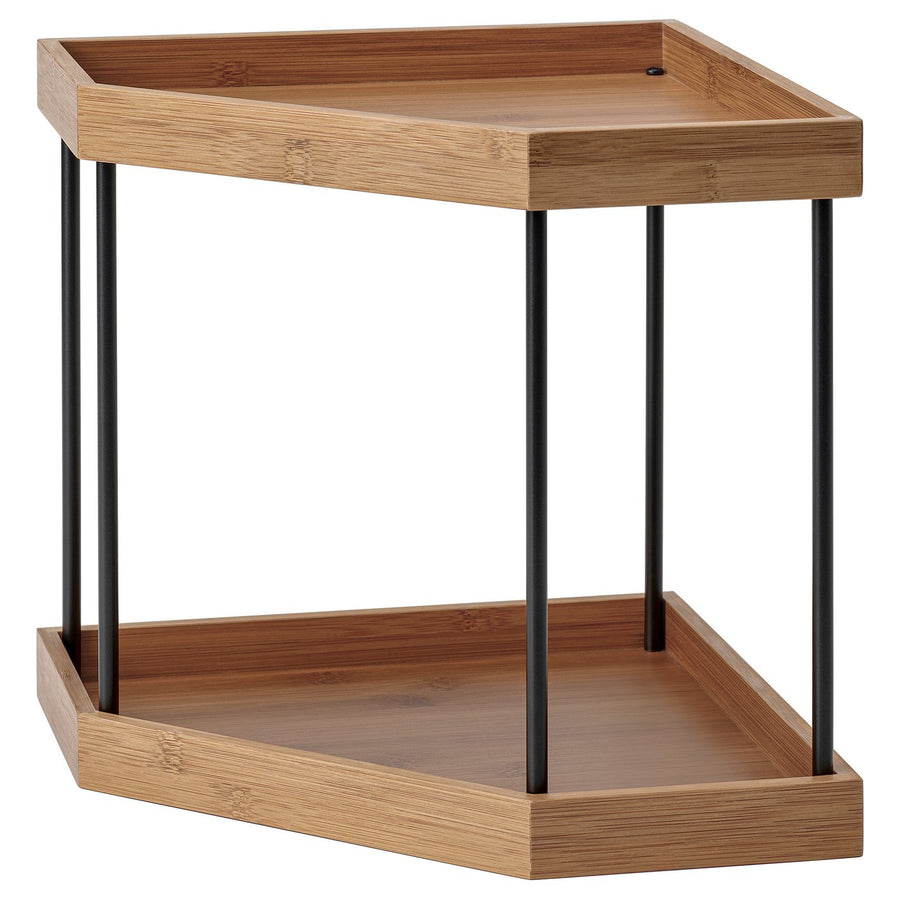 NÅLBLECKA corner shelf, metal/bamboo for kitchen countertop, 28x28x28 cm