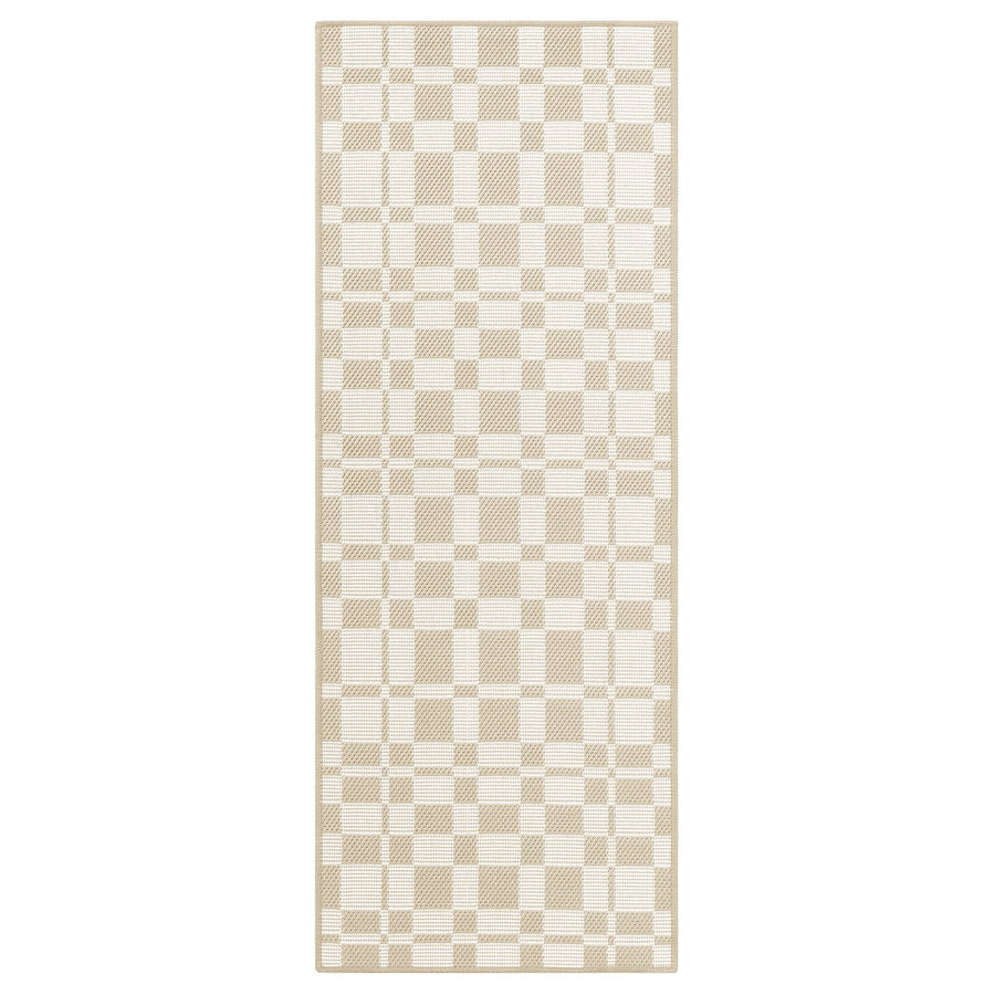 NATTÅG kitchen mat, beige/check, 120x45 cm