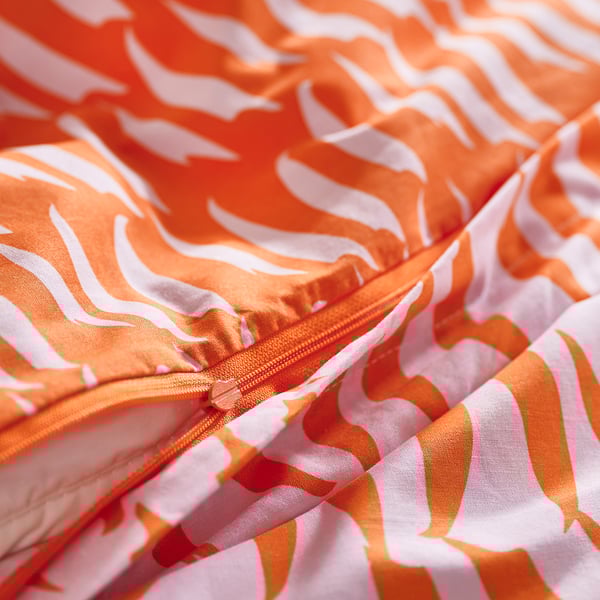 NATTHÄGER duvet cover and pillowcase, orange/tiger, 150x200/50x80 cm