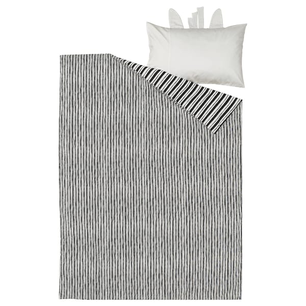 NATTHÄGER duvet cover and pillowcase, black white/zebra, 150x200/50x80 cm