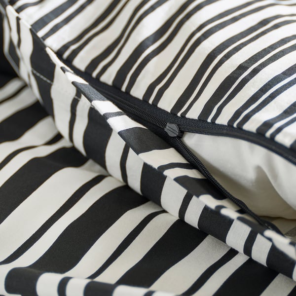 NATTHÄGER duvet cover and pillowcase, black white/zebra, 150x200/50x80 cm