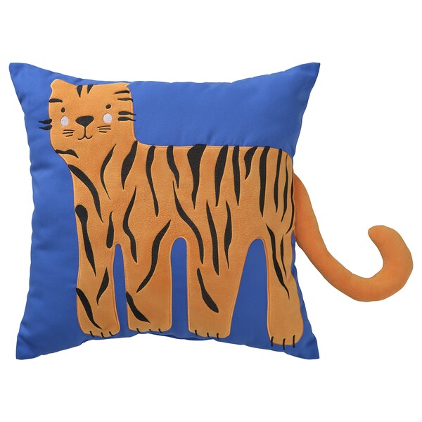 NATTHÄGER cushion, blue/tiger, 50x50 cm