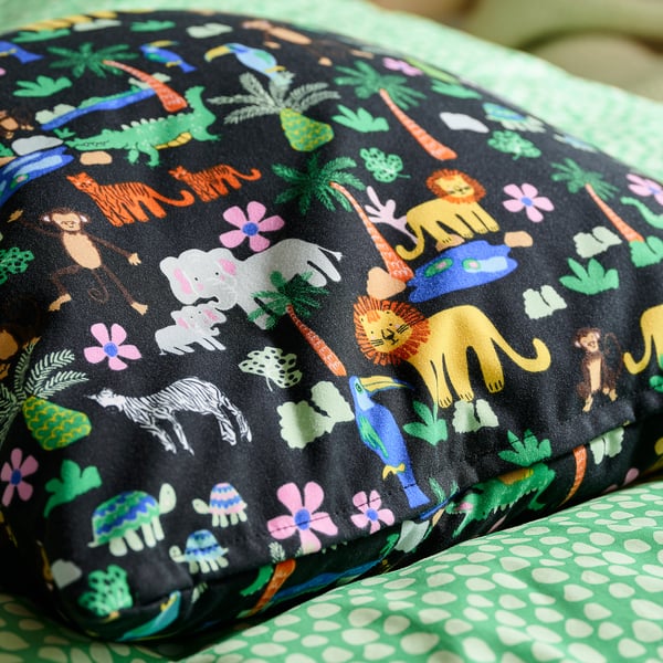 NATTHÄGER cushion cover, multicolour/jungle, 50x50 cm