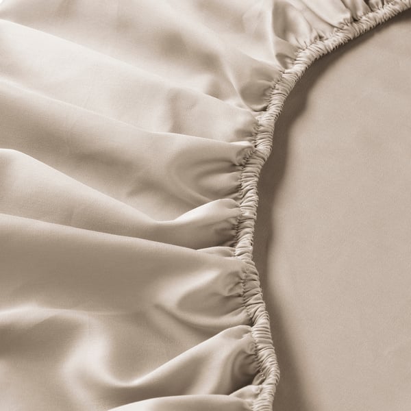 NATTJASMIN fitted sheet, light beige, 140x200 cm