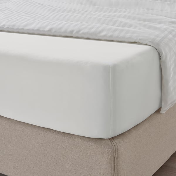 NATTJASMIN fitted sheet, white, 90x200 cm