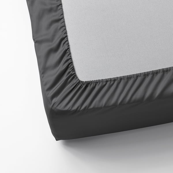 NATTJASMIN fitted sheet, dark grey, 180x200 cm