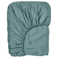 NATTJASMIN fitted sheet, blue-green, 140x200 cm