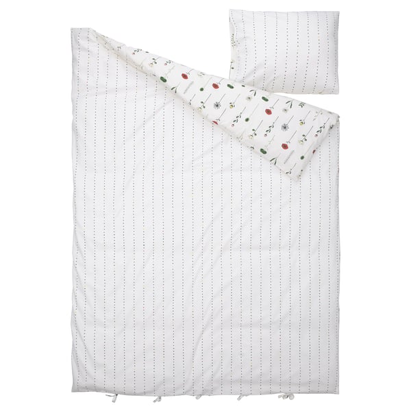 NATTSLÄNDA duvet cover and pillowcase, floral pattern multicolour, 150x200/50x80 cm