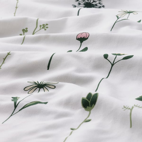 NATTSLÄNDA duvet cover and pillowcase, floral pattern multicolour, 150x200/50x80 cm