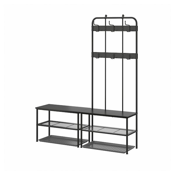 NIPÅSEN / BAGGMUCK hallway furniture, set of 4, black/grey
