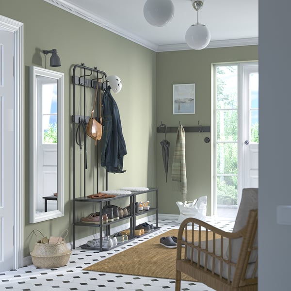 NIPÅSEN / BAGGMUCK hallway furniture, set of 4, black/grey