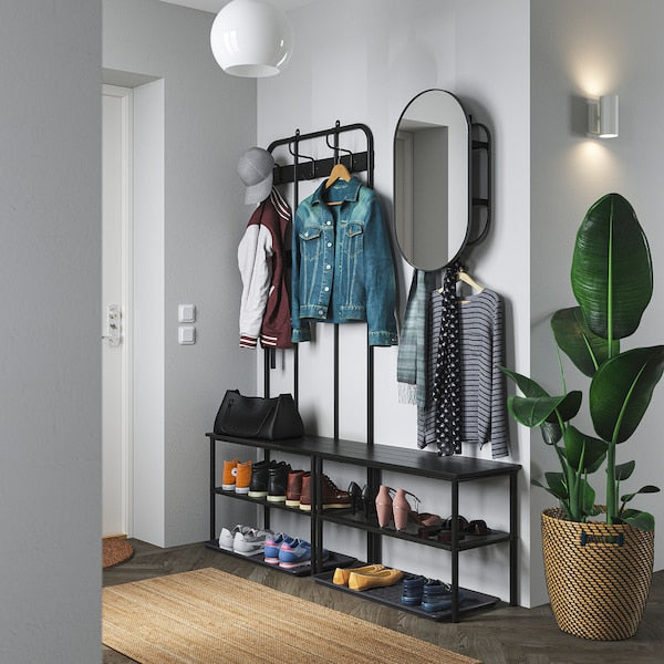 NIPÅSEN / BAGGMUCK hallway furniture, set of 4, black/grey