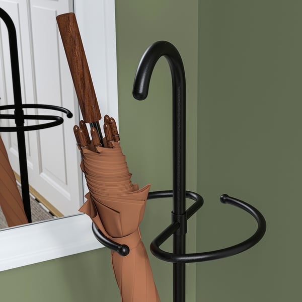 NIPÅSEN umbrella stand, black, 76 cm